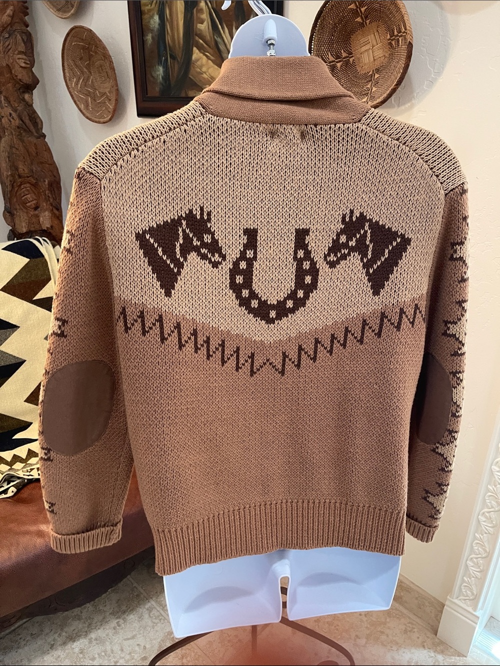 Tasha Polizzi Tan and Brown Dakota Western Horse Motif Cardigan - Picture 8 of 14